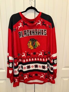 NHL Red and Black Holiday Knit-Style Hockey Jersey